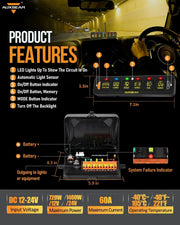 Auxbeam AS-600 6 Gang RGB Slim Switch Panel with APP & Remote Control - Colorado & Canyon Enthusiasts