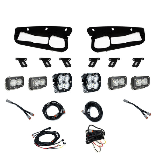 Baja Designs Squadron 2.0 Pro/Dual S2 Sport Fog Pocket Light Kit w/ Steel Bumper | 2021+ Ford Bronco