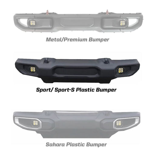 Baja Designs Fog Light Squadron-R SAE Sport/Sport-S Fog Pocket Kit | 2018+ Jeep Wrangler | 2020-2025 Jeep Gladiator