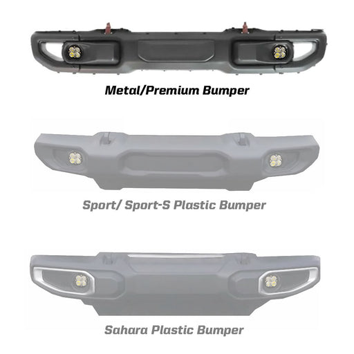 Baja Designs Fog Light Squadron-R Fog Pocket Kit | 2018+ Jeep Wrangler | 2020-2025 Jeep Gladiator