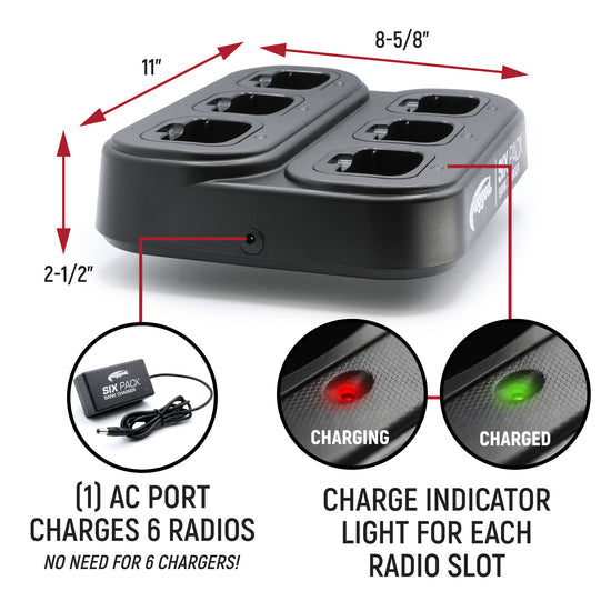 Rugged Radios 6-Pack Bank Charger for Handheld Radios - Colorado & Canyon Enthusiasts