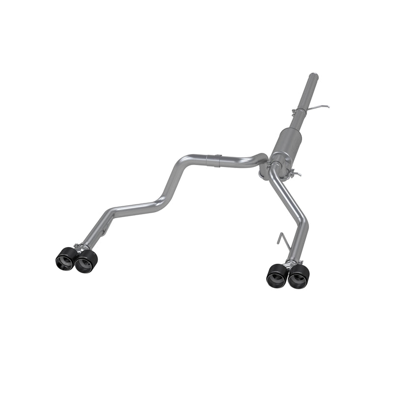MBRP Armor Pro 3 Inch Cat Back Exhaust 2.5 Inch Dual Split Rear Exit with Quad 4 Inch OD Carbon Fiber Tips | 2019+ Silverado/Sierra 1500 (S50043CF)