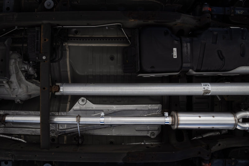 MBRP Armor Pro 3 Inch Cat Back Exhaust 2.5 Inch Dual Split Rear Exit with Quad 4 Inch OD Carbon Fiber Tips | 2019+ Silverado/Sierra 1500 (S50043CF)