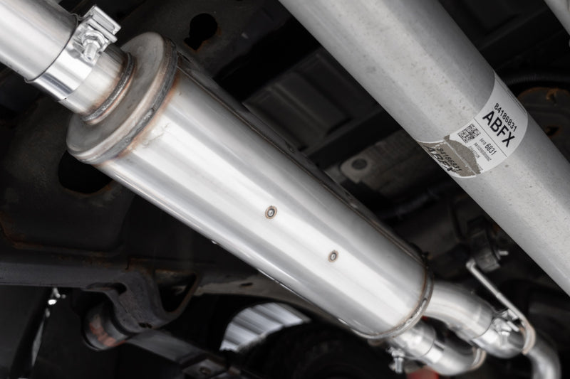 MBRP Armor Pro 3 Inch Cat Back Exhaust 2.5 Inch Dual Split Rear Exit with Quad 4 Inch OD Carbon Fiber Tips | 2019+ Silverado/Sierra 1500 (S50043CF)