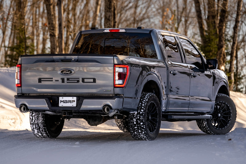 MBRP Armor Pro 3 Inch Cat Back Exhaust Dual Rear Exit T304 Stainless with Carbon Fiber Tips | 2021+ Ford F-150 Tremor and 2022+ Ford F-150