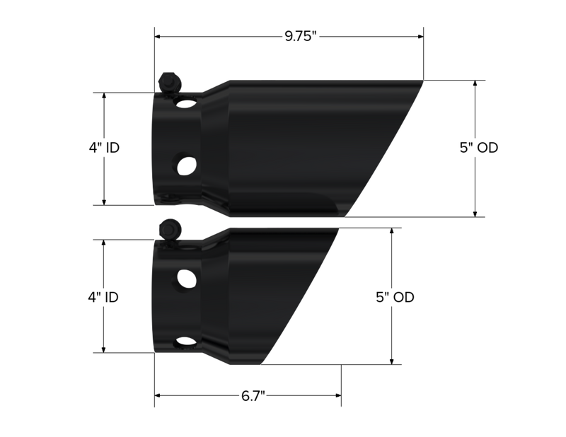 MBRP Black Coated Tip Cover Set 4 Inch ID 5 Inch Outlet 6.75 Inch/9.75 Inch Length | 2008+ Ford 6.4L/6.7L Powerstroke