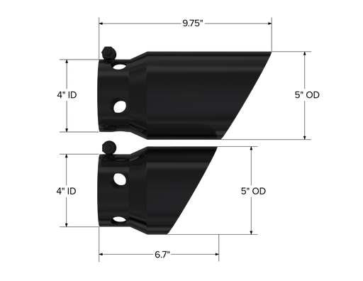 MBRP Black Coated Tip Cover Set 4 Inch ID 5 Inch Outlet 6.75 Inch/9.75 Inch Length | 2008+ Ford 6.4L/6.7L Powerstroke