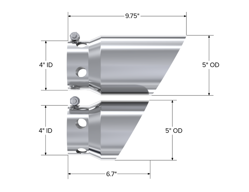 MBRP Armor Pro 5 Inch Exhaust Tip Cover Set 4 Inch Inlet 6.75 and 9.75 Inch Length T304 Stainless | 2008+ Ford F-250/F-350/F-450