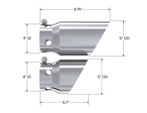 MBRP Armor Pro 5 Inch Exhaust Tip Cover Set 4 Inch Inlet 6.75 and 9.75 Inch Length T304 Stainless | 2008+ Ford F-250/F-350/F-450