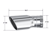 MBRP Armor Pro 6 Inch O.D. Exhaust Tip Angled Rolled End 5 Inch Inlet 15.5 Inch Length 30 Degree Bend T304 Stainless | 2015+ Chevrolet/GMC 2500/3500 Duramax