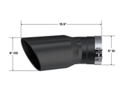 MBRP Armor BLK 6 Inch O.D. Exhaust Tip Angled Rolled End 5 Inch Inlet 15.5 Inch Length 30 Degree Bend | 2015+ Chevrolet/GMC 2500/3500 Duramax