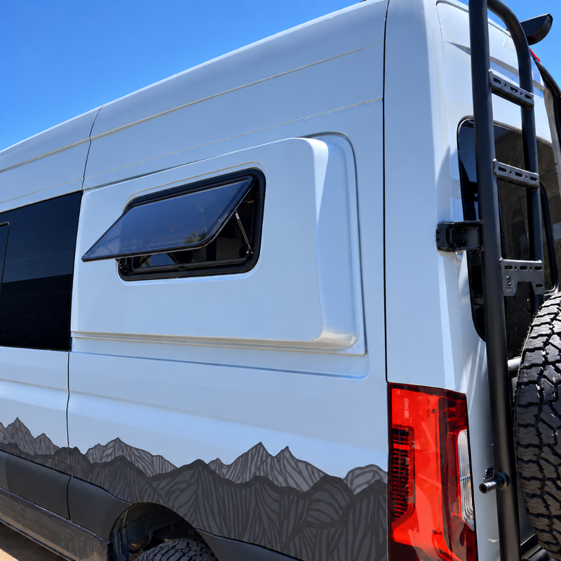 S&B CRL Glass Awning Window w/ Clamp Ring (Driver Side) | Sprinter Van Wideout