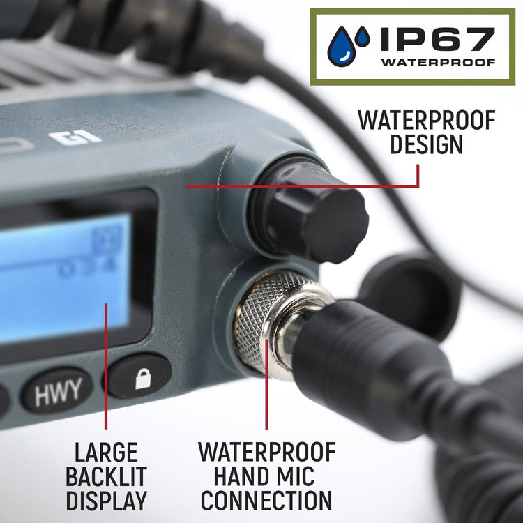 Rugged Radios G1 ADVENTURE SERIES Waterproof GMRS Mobile Radio Kit with Antenna - Colorado & Canyon Enthusiasts